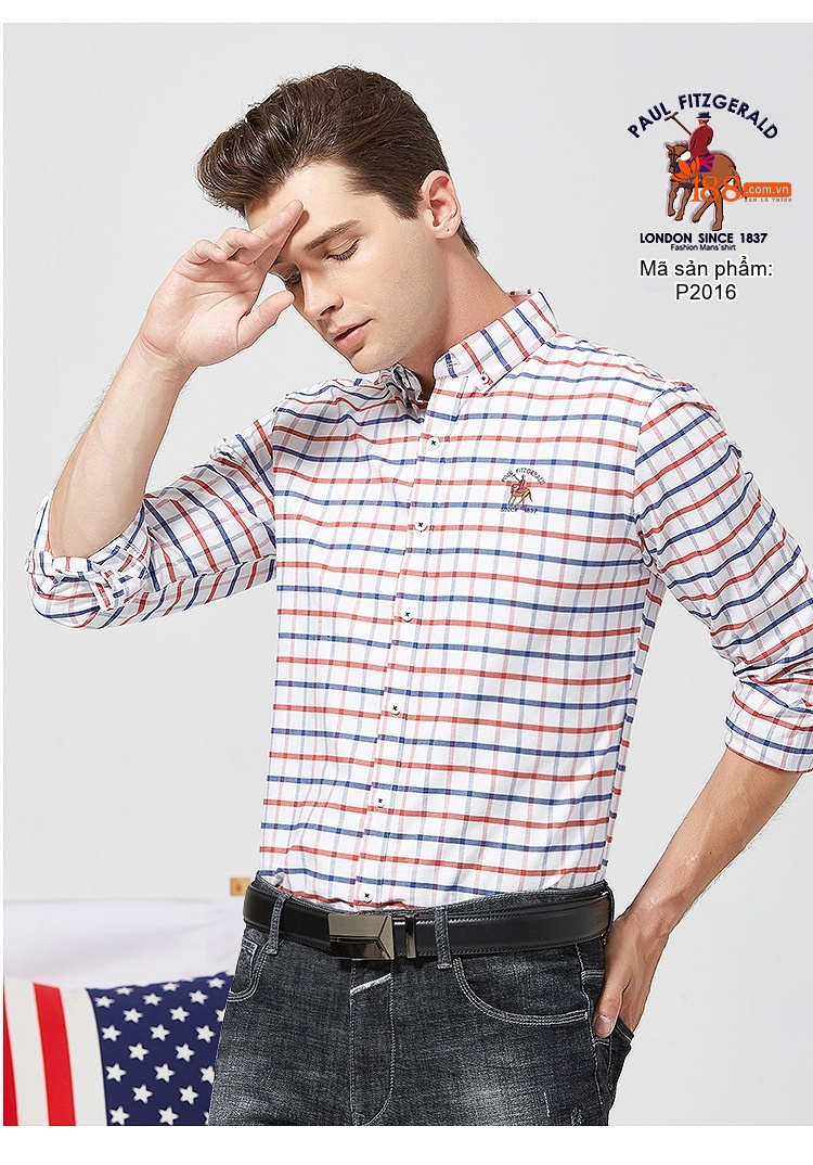 Áo Sơ Mi Tay Dài Nam Cotton Dáng Ôm Thời Trang Công Sở Màu Trắng, Xanh Dương, Hồng, Tím... chi tiết 12