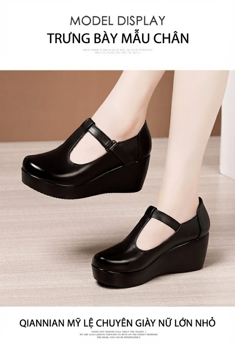 Giày Búp Bê Nữ Da Bóng Đế Xuồng Chiều Cao Đế Khoảng 5cm Màu Đen, Đỏ, Nâu chi tiết 11