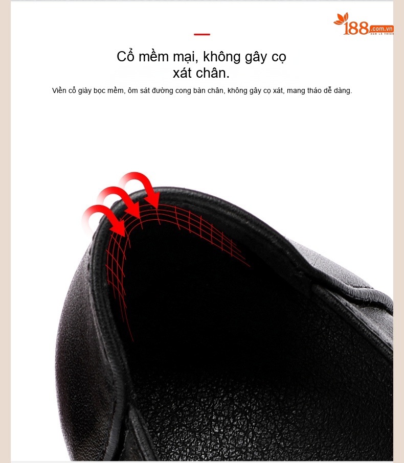 Giày Búp Bê Nữ Da Bóng Đế Xuồng Chiều Cao Đế Khoảng 5cm Màu Đen, Đỏ, Nâu chi tiết 9