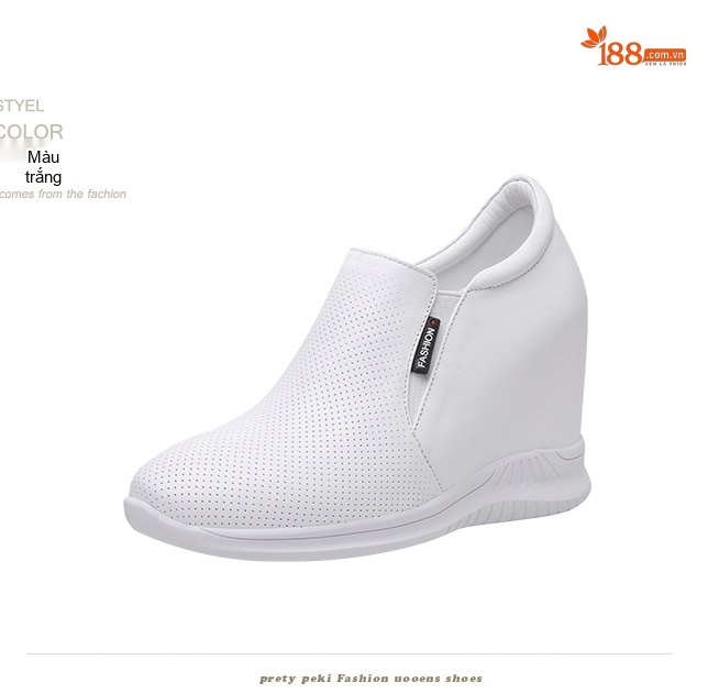 Giày Lười Nữ Đế Xuồng Chiều Cao Đế Khoảng 6cm Phong Cách Casual Màu Đen, Trắng chi tiết 9