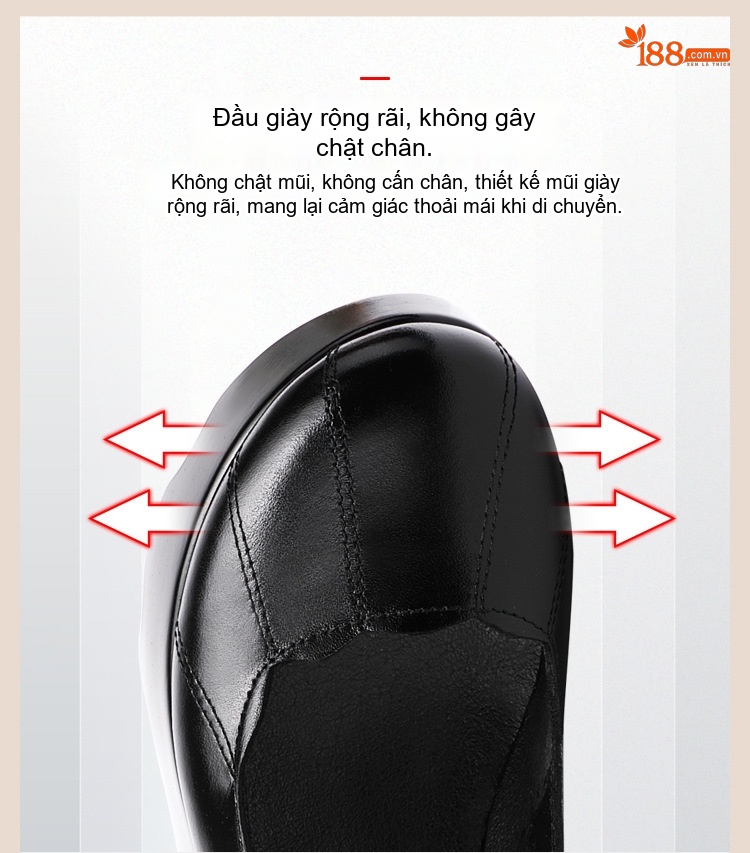 Giày Búp Bê Nữ Da Bóng Đế Xuồng Platform Chiều Cao Đế Khoảng 6cm Quai Dán Màu Đen chi tiết 7