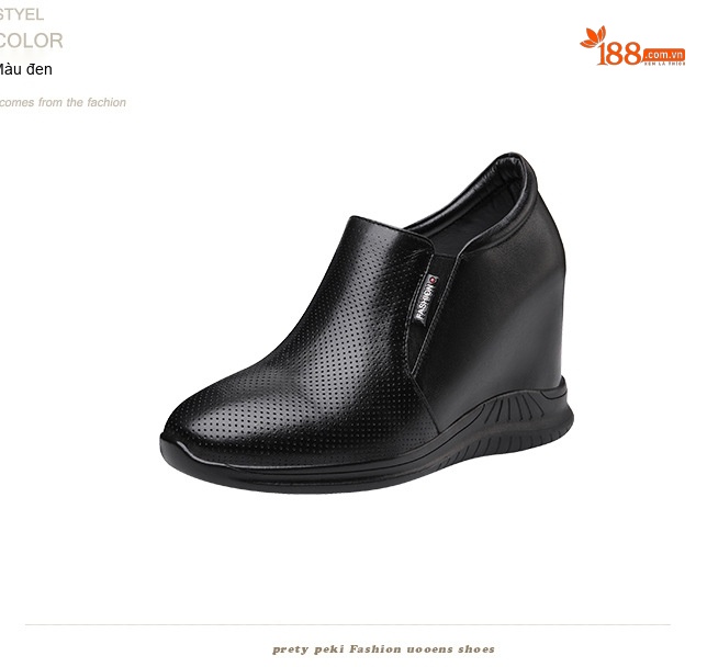 Giày Lười Nữ Đế Xuồng Chiều Cao Đế Khoảng 6cm Phong Cách Casual Màu Đen, Trắng chi tiết 11