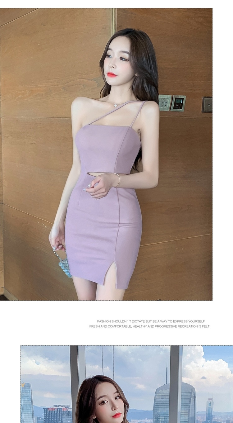 Váy Hai Dây Nữ Hở Lưng Xẻ Tà Ôm Dáng Màu Tím, Trắng, Đen, Đỏ... chi tiết 7