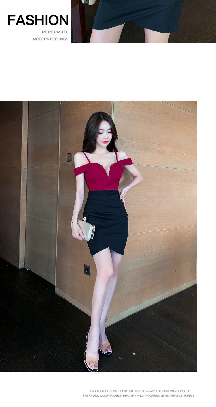 Váy Hai Dây Nữ Cổ chữ V Sâu Hở Lưng Ôm Body Màu Đỏ Rượu, Đen chi tiết 7