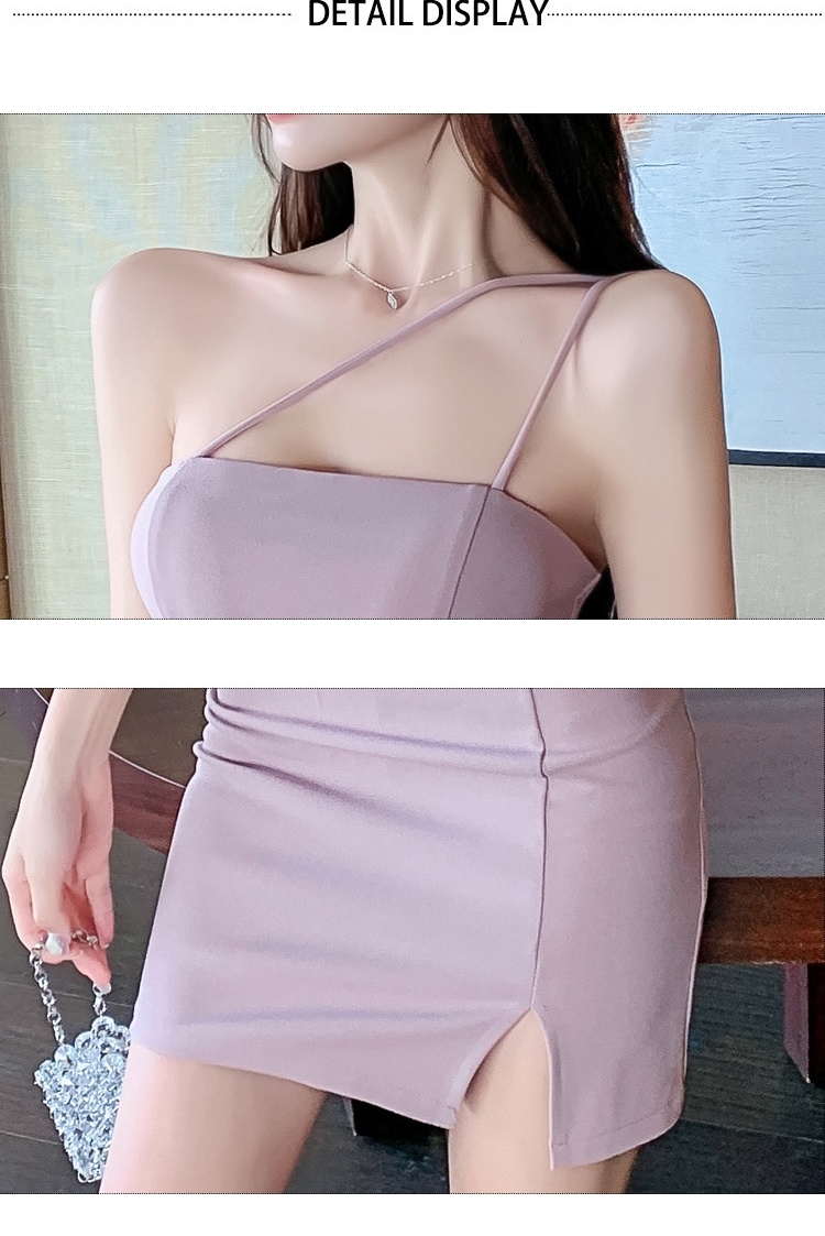 Váy Hai Dây Nữ Hở Lưng Xẻ Tà Ôm Dáng Màu Tím, Trắng, Đen, Đỏ... chi tiết 10