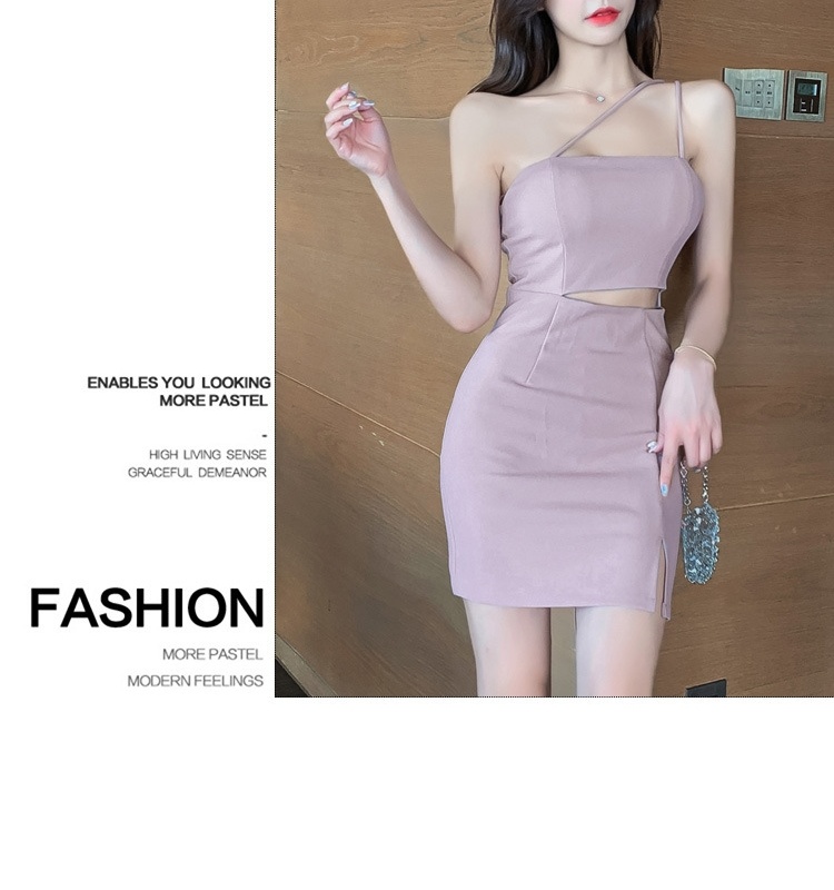 Váy Hai Dây Nữ Hở Lưng Xẻ Tà Ôm Dáng Màu Tím, Trắng, Đen, Đỏ... chi tiết 6