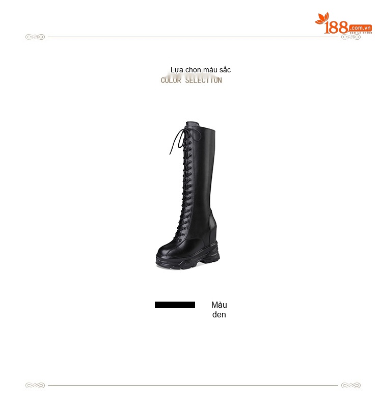 Boot Cao Cổ Nữ Da Bóng Lót Lông Chiều Cao Đế Khoảng 7cm Màu Đen chi tiết 1