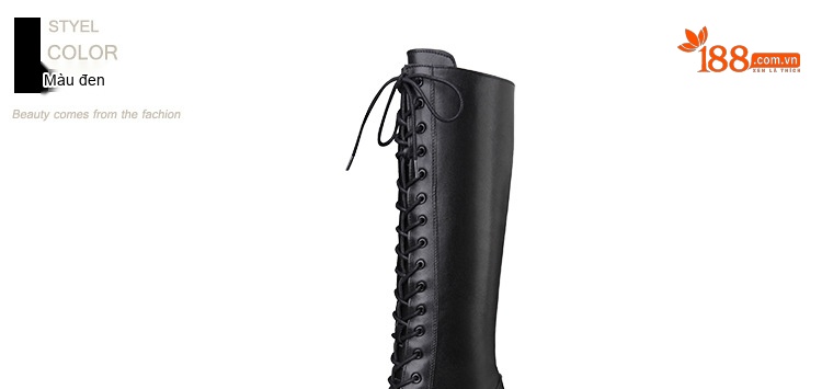 Boot Cao Cổ Nữ Da Bóng Lót Lông Chiều Cao Đế Khoảng 7cm Màu Đen chi tiết 6
