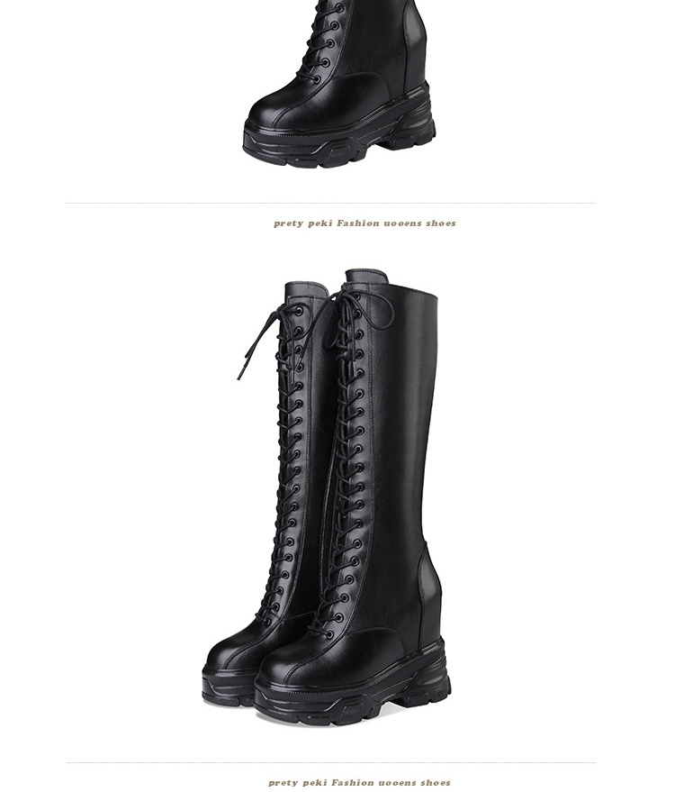 Boot Cao Cổ Nữ Da Bóng Lót Lông Chiều Cao Đế Khoảng 7cm Màu Đen chi tiết 7