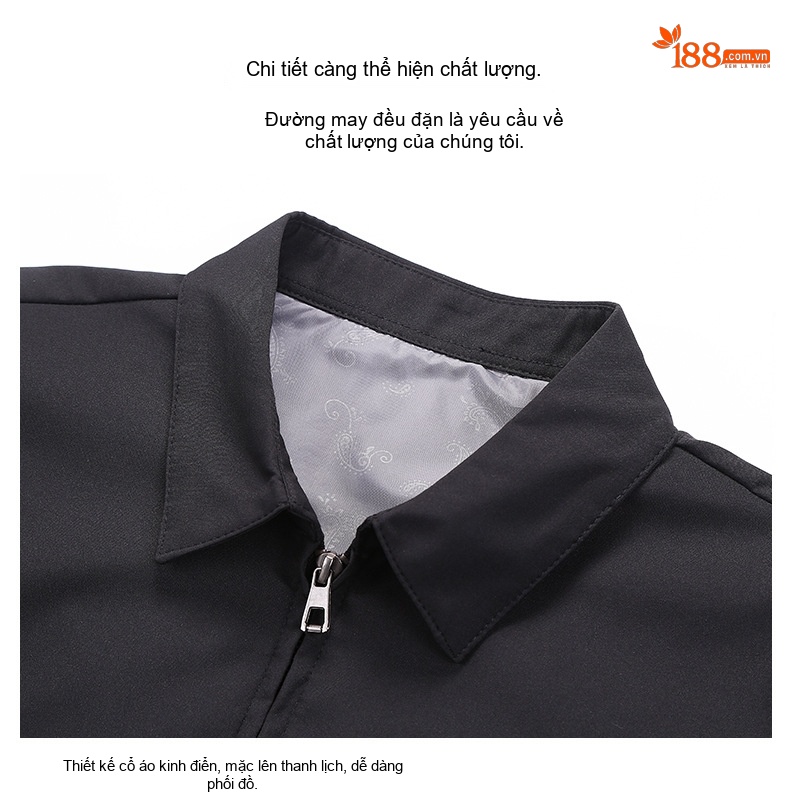 Áo Khoác Nam Dáng Suông Cổ Bẻ Khóa Kéo Phong Cách Doanh Nhân Trung Niên Màu Đen, Xanh Dương, Nâu, Xanh Lá... chi tiết 3