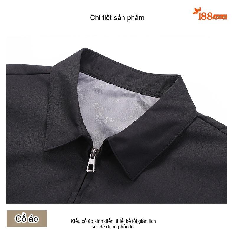 Áo Khoác Nam Dáng Suông Cổ Bẻ Khóa Kéo Phong Cách Doanh Nhân Trung Niên Màu Đen, Xanh Dương, Nâu, Xanh Lá... chi tiết 19