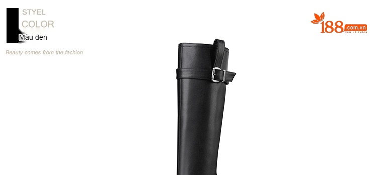 Boot Nữ Cổ Cao Da Bóng Khóa Kéo Chiều Cao Đế Khoảng 6cm Màu Đen chi tiết 7
