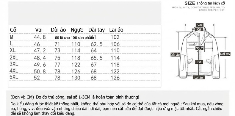 Áo Khoác Nam Cotton Dáng Suông Nhiều Túi Màu Xanh Rêu, Đen, Be, Trắng Kem chi tiết 4