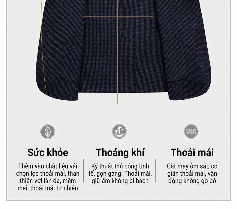 Áo Vest Nam Kẻ Sọc Thu Đông Tôn Dáng Hai Mặt Chất Liệu Len Màu Xám, Xanh Navy chi tiết 32