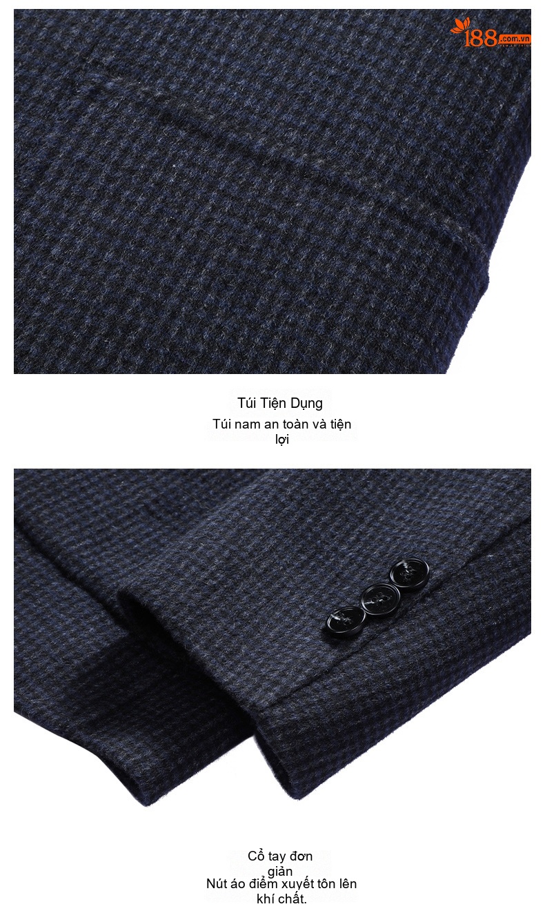 Áo Vest Nam Kẻ Sọc Thu Đông Tôn Dáng Hai Mặt Chất Liệu Len Màu Xám, Xanh Navy chi tiết 40
