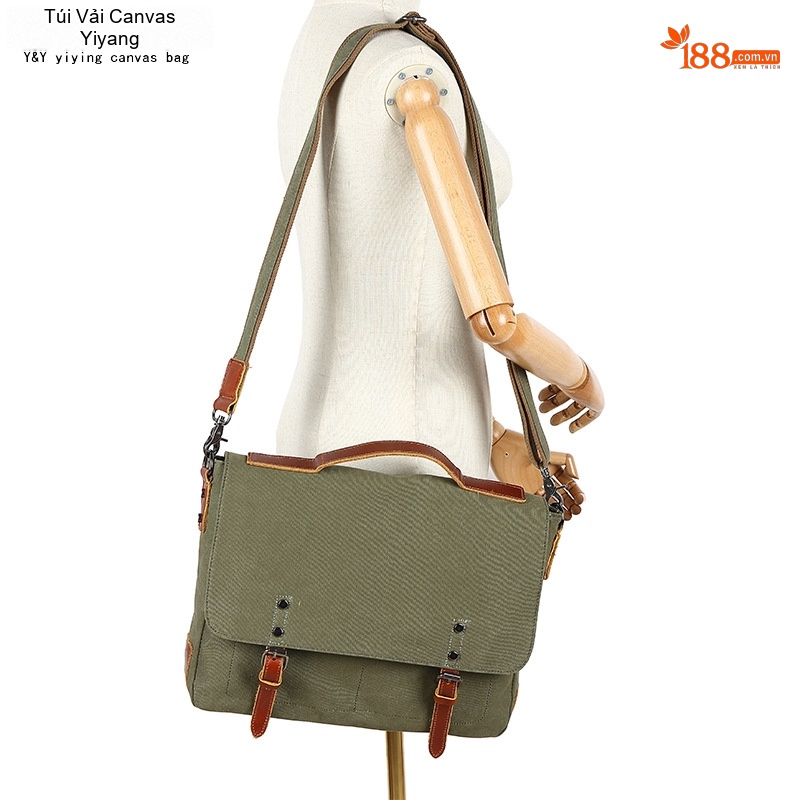 Túi đeo chéo vải canvas nam nữ phong cách thể thao, quai điều chỉnh