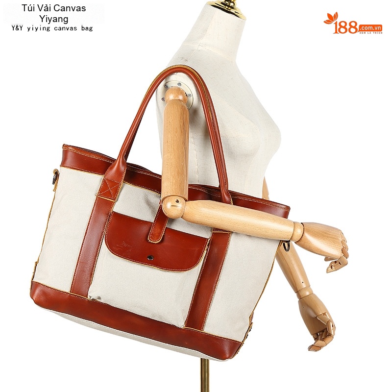 Túi Tote Vải Canvas Đựng Vừa A4, Túi Xách Tay, Túi Đeo Vai, Túi Đeo Chéo Nữ Sức Chứa Lớn Màu Trắng Kem, Nâu, Xám, Đen...
