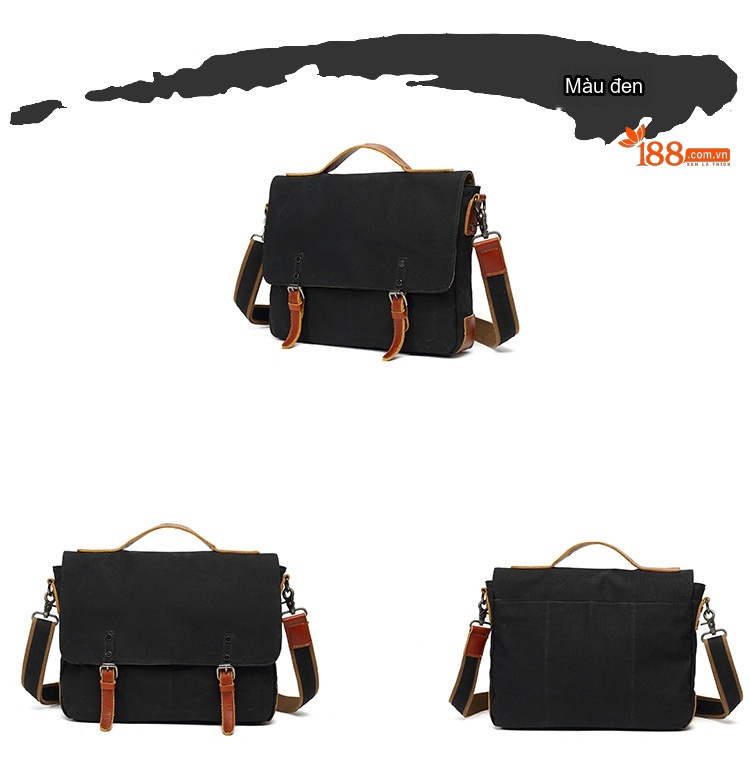 Túi đeo chéo vải canvas nam nữ phong cách thể thao, quai điều chỉnh chi tiết 9