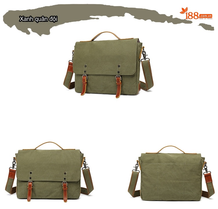 Túi đeo chéo vải canvas nam nữ phong cách thể thao, quai điều chỉnh chi tiết 10