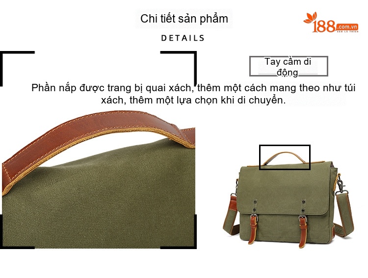 Túi đeo chéo vải canvas nam nữ phong cách thể thao, quai điều chỉnh chi tiết 11