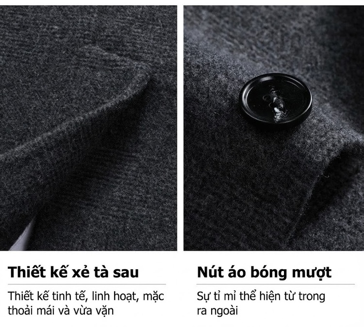 Áo Vest Nam Hai Mặt Dáng Ôm Thu Đông Chất Liệu Lông Cừu Màu Xám, Kẻ Caro chi tiết 30