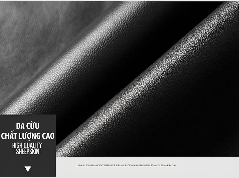 Áo Khoác Da Cừu Nam Trung Niên Thu Đông Dáng Ôm Màu Đen chi tiết 12