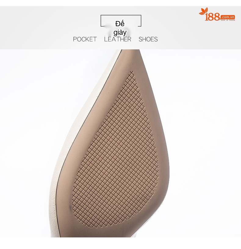 Giày Cao Gót Nữ Mũi Nhọn Da Mềm Chiều Cao Đế Khoảng 7cm Màu Đen, Trắng chi tiết 6