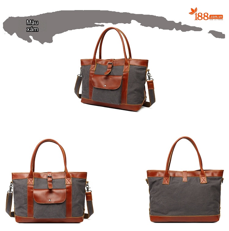 Túi Tote Vải Canvas Đựng Vừa A4, Túi Xách Tay, Túi Đeo Vai, Túi Đeo Chéo Nữ Sức Chứa Lớn Màu Trắng Kem, Nâu, Xám, Đen... chi tiết 8