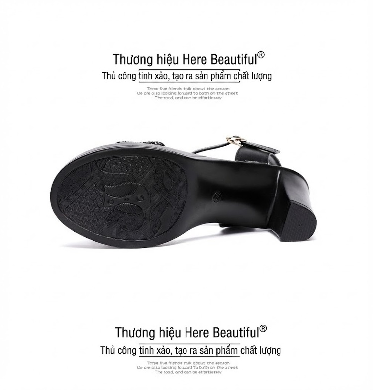 Giày Sandal Cao Gót Nữ Quai Ngang Đế Xuồng Gót Cao 8cm Màu Đen, Bạc, Vàng chi tiết 16