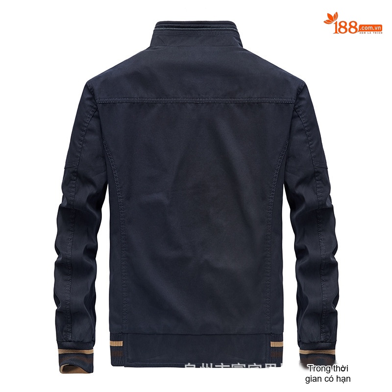 Áo Khoác Bomber Nam Dáng Đứng Lót Hai Mặt Giặt Nước Màu Xanh Navy, Xanh Rêu, Kem