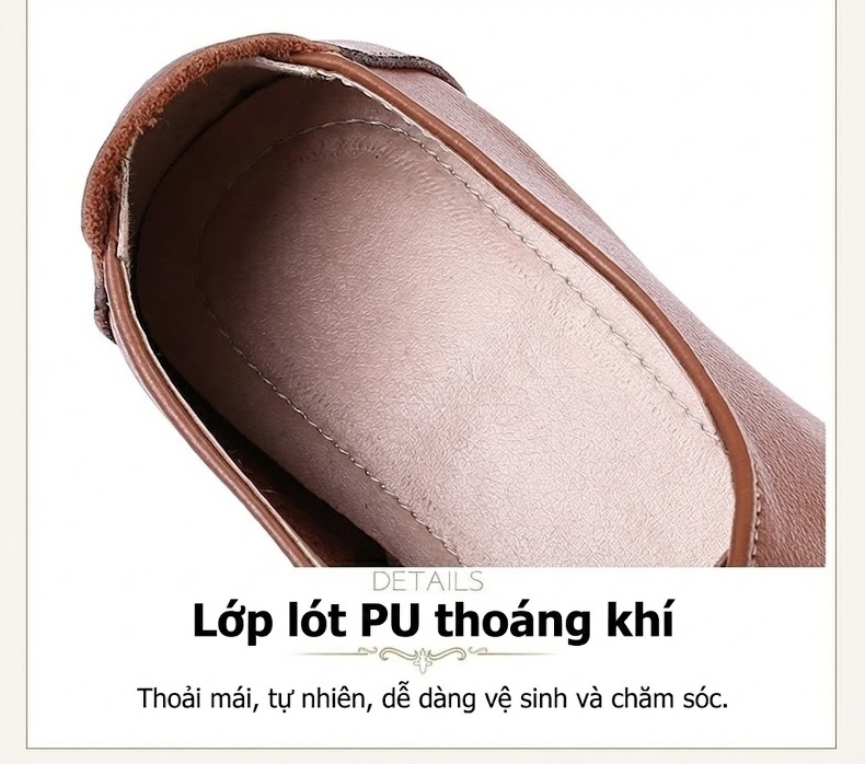 Giày Oxford Nữ Da Thật Buộc Dây Chiều Cao Đế Khoảng 2cm Màu Nâu, Đen, Trắng chi tiết 16