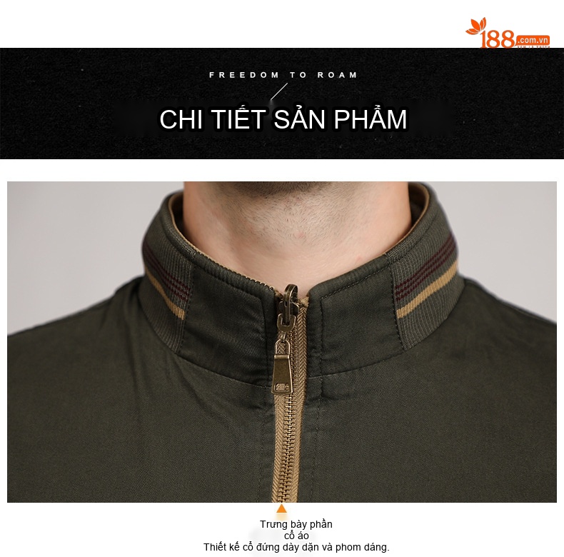 Áo Khoác Bomber Nam Dáng Đứng Lót Hai Mặt Giặt Nước Màu Xanh Navy, Xanh Rêu, Kem chi tiết 2