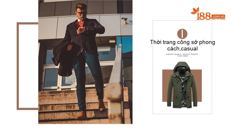 Áo Khoác Gió Nam Dáng Dài Vừa Vặn Có Mũ Trùm Đầu Phong Cách Casual Màu Be, Nâu, Xanh Lá, Đen chi tiết 4