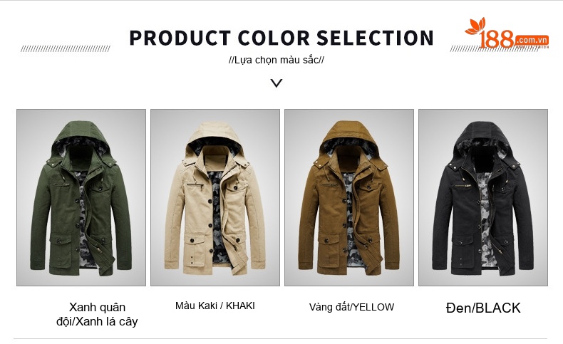 Áo Khoác Gió Nam Cotton Dáng Dài Vừa Thân Rộng Có Mũ Trùm Đầu Thu Đông Màu Đen, Be, Nâu, Xanh... chi tiết 6
