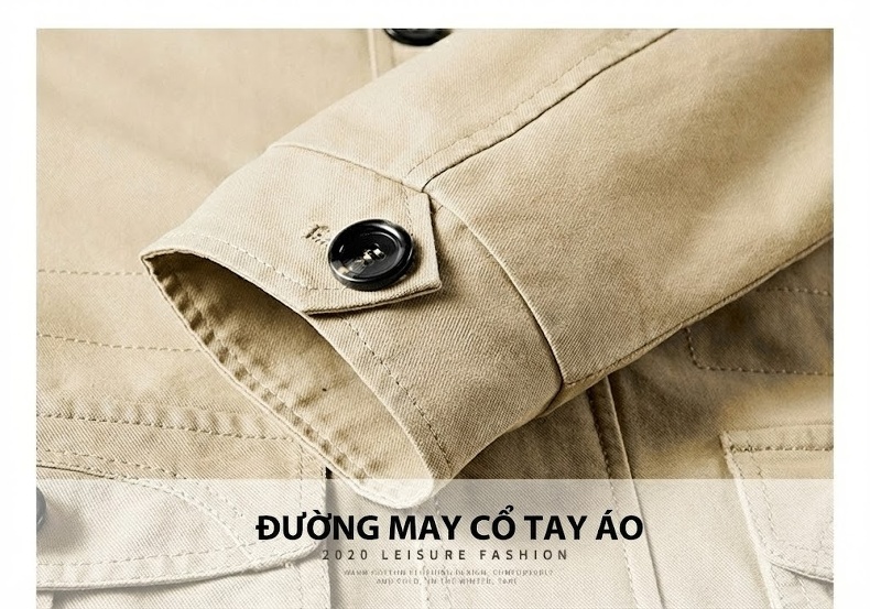 Áo Khoác Gió Nam Cotton Dáng Dài Vừa Thân Rộng Có Mũ Trùm Đầu Thu Đông Màu Đen, Be, Nâu, Xanh... chi tiết 19