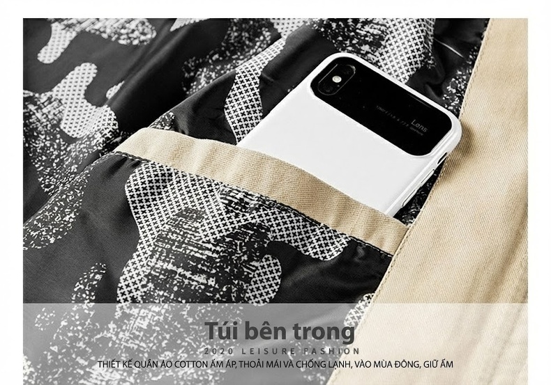 Áo Khoác Gió Nam Cotton Dáng Dài Vừa Thân Rộng Có Mũ Trùm Đầu Thu Đông Màu Đen, Be, Nâu, Xanh... chi tiết 30