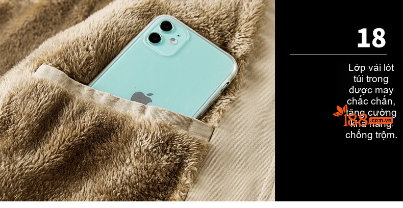 Áo Khoác Nam Cotton Dáng Dài Lót Lông Dày Dặn Màu Xanh, Kem, Nâu, Đen chi tiết 32
