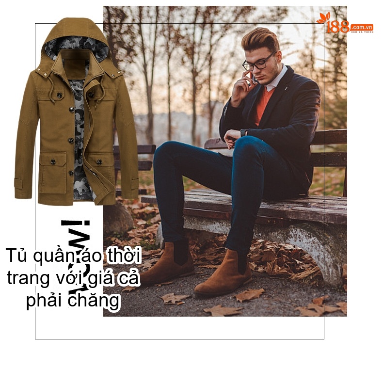 Áo Khoác Gió Nam Dáng Dài Vừa Vặn Có Mũ Trùm Đầu Phong Cách Casual Màu Be, Nâu, Xanh Lá, Đen chi tiết 6