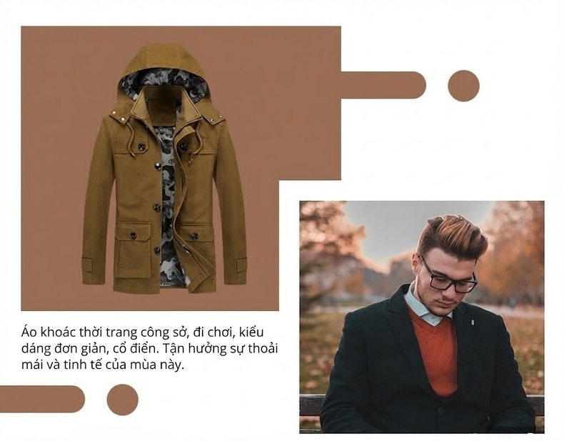 Áo Khoác Gió Nam Dáng Dài Vừa Vặn Có Mũ Trùm Đầu Phong Cách Casual Màu Be, Nâu, Xanh Lá, Đen chi tiết 12