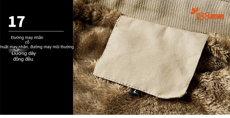 Áo Khoác Nam Cotton Dáng Dài Lót Lông Dày Dặn Màu Xanh, Kem, Nâu, Đen chi tiết 31