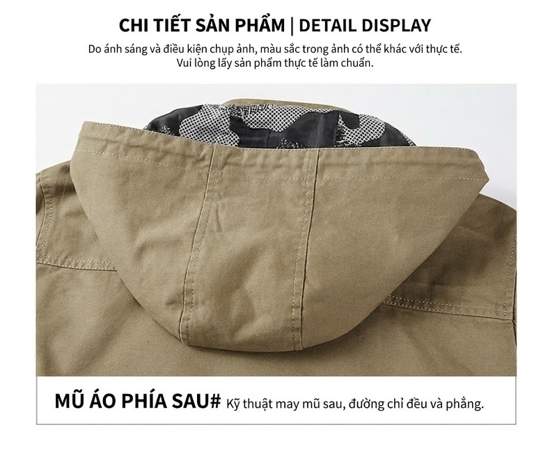 Áo Khoác Gió Nam Dáng Dài Vừa Vặn Có Mũ Trùm Đầu Phong Cách Casual Màu Be, Nâu, Xanh Lá, Đen chi tiết 20
