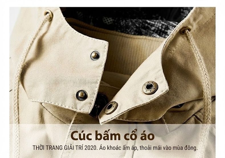 Áo Khoác Gió Nam Cotton Dáng Dài Vừa Thân Rộng Có Mũ Trùm Đầu Thu Đông Màu Đen, Be, Nâu, Xanh... chi tiết 23