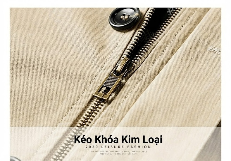 Áo Khoác Gió Nam Cotton Dáng Dài Vừa Thân Rộng Có Mũ Trùm Đầu Thu Đông Màu Đen, Be, Nâu, Xanh... chi tiết 25
