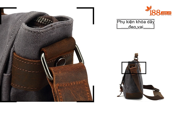 Túi Đeo Chéo Máy Ảnh Vải Canvas Phong Cách Âu Mỹ Chống Nước Màu Đen, Xám, Nâu, Xanh... chi tiết 11