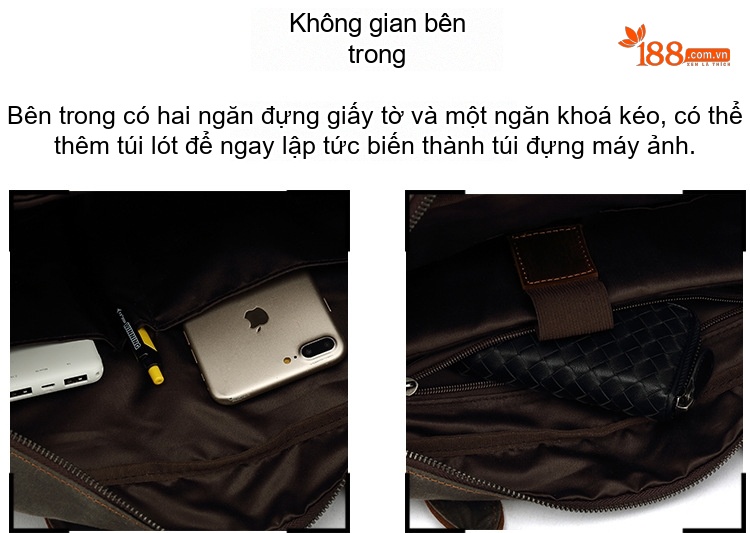 Túi Đeo Chéo Máy Ảnh Vải Canvas Phong Cách Âu Mỹ Chống Nước Màu Đen, Xám, Nâu, Xanh... chi tiết 13