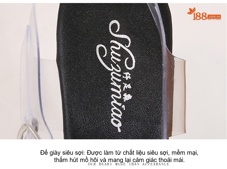 Giày Sandal Cao Gót Nữ Quai Trong Suốt Gót Nhọn Đế Xuồng Gót Cao 17cm Màu Đen, Đỏ, Trắng, Xanh... chi tiết 7