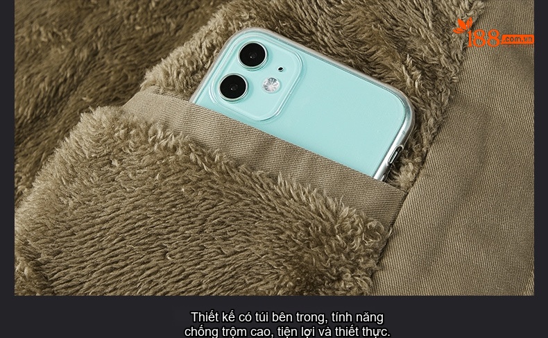 Áo Khoác Gió Nam Dáng Dài Lót Lông Cừu Non Dày Dặn Có Mũ Trùm Đầu Màu Be, Đen, Nâu, Xanh... chi tiết 26