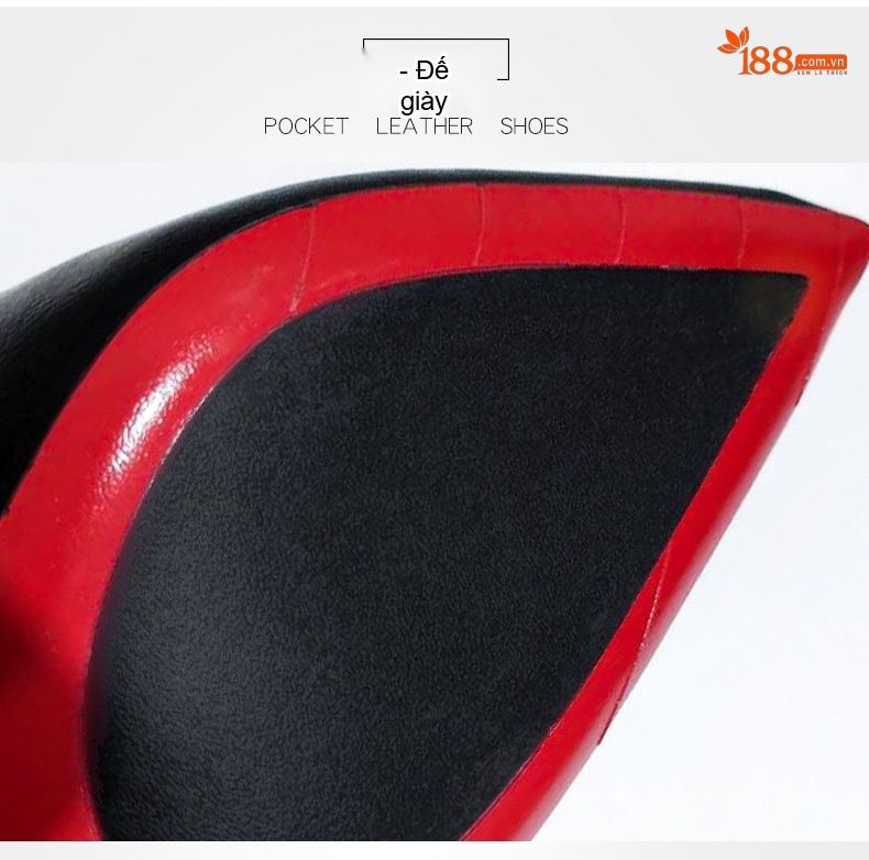 Boot Nữ Da Bóng Cổ Cao Gót Nhọn Chiều Cao Đế Khoảng 8cm Màu Đen chi tiết 6