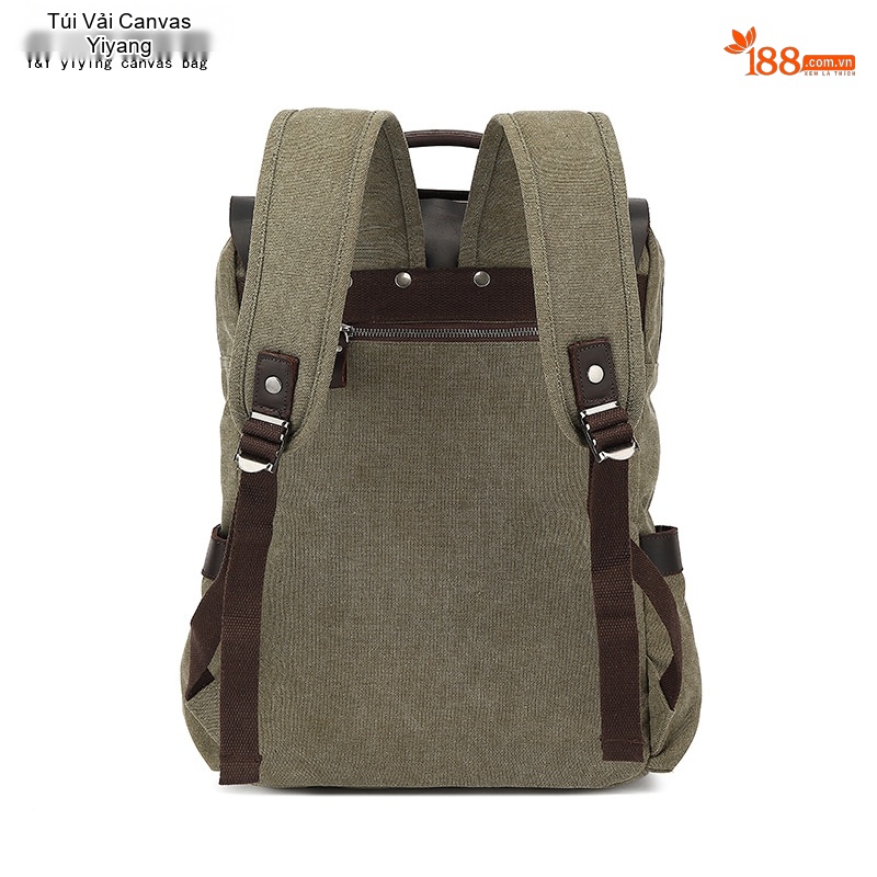 Balo Du Lịch Vải Canvas Chống Thấm Nước Da Bò Ngăn Laptop Màu Xám, Xanh, Nâu, Be