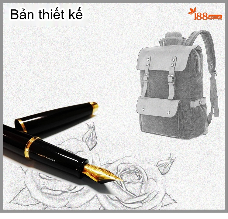 Balo Du Lịch Vải Canvas Chống Thấm Nước Da Bò Ngăn Laptop Màu Xám, Xanh, Nâu, Be chi tiết 2